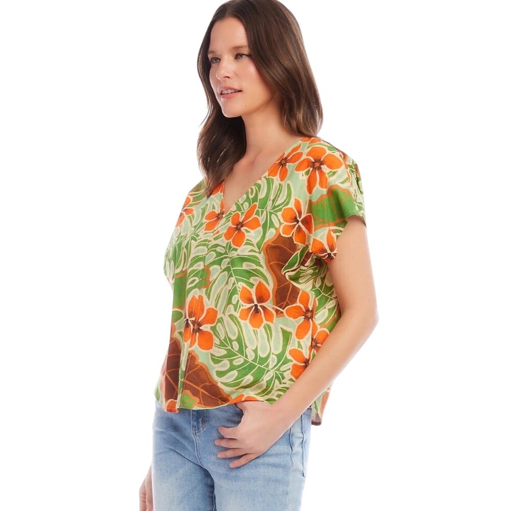 Karen Kane Women's Mango Tango Dolman Sleeve Floral Top Size L
